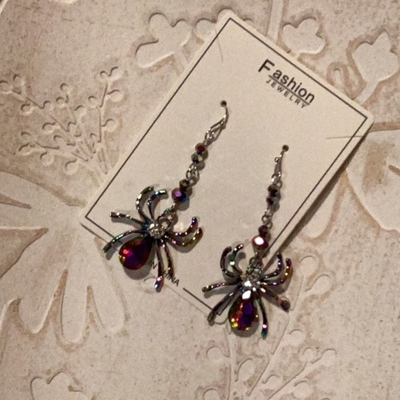 Jewelry - Bejeweled spider earrings